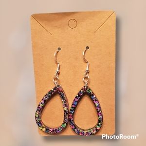 Glitter Resin Teardrop Earrings